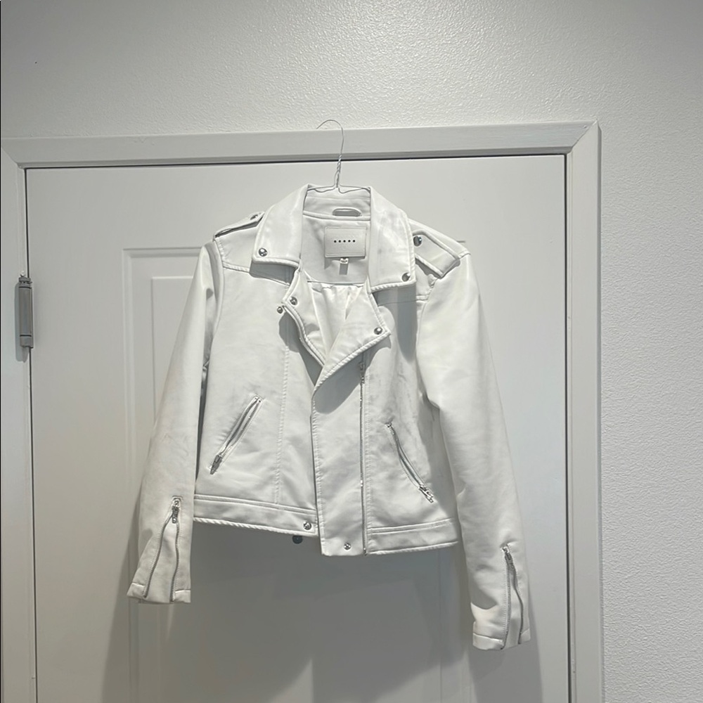 Women's White Moto Jacket